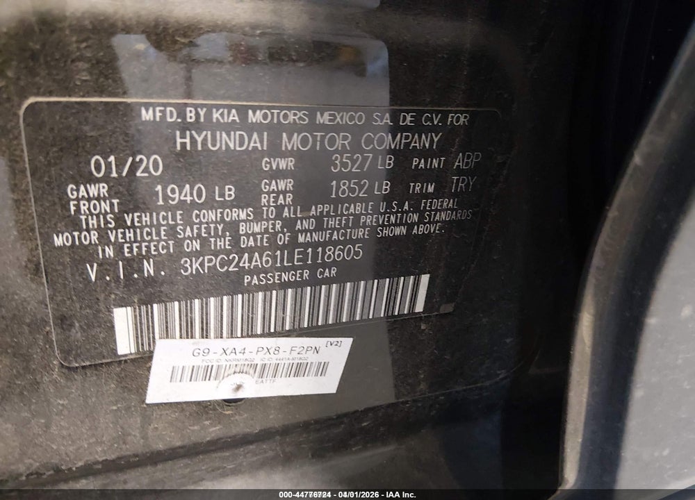 2020 HYUNDAI ACCENT SE VIN: 3KPC24A61LE118605