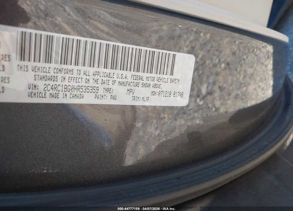 2017 CHRYSLER PACIFICA TOURING-L VIN: 2C4RC1BG0HR535359