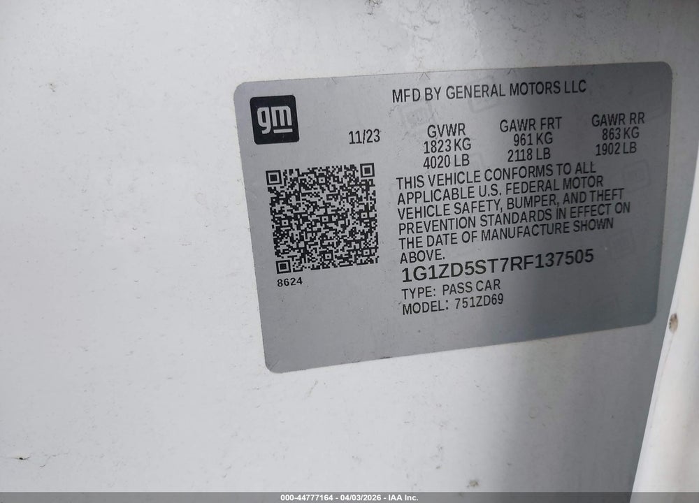 2024 CHEVROLET MALIBU FWD 1LT VIN: 1G1ZD5ST7RF137505