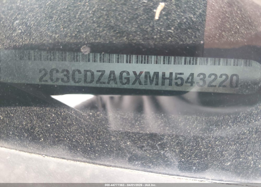 2021 DODGE CHALLENGER SXT VIN: 2C3CDZAGXMH543220