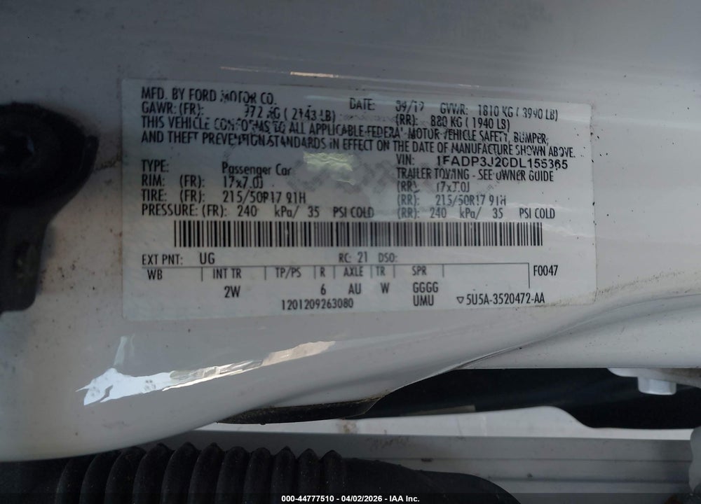 2013 FORD FOCUS TITANIUM VIN: 1FADP3J20DL155365
