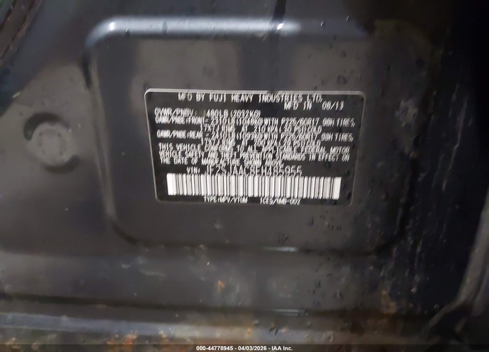 2014 SUBARU FORESTER 2.5I VIN: JF2SJAAC8EH485955