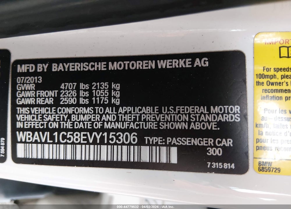 2014 BMW X1 XDRIVE28I VIN: WBAVL1C58EVY15306