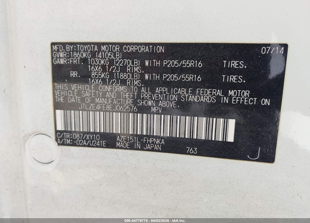 2014 SCION XB RELEASE SERIES VIN: JTLZE4FE8EJ062576