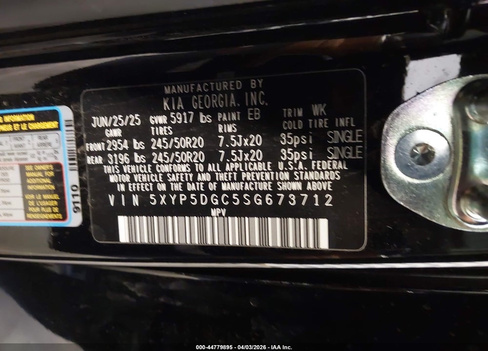 2025 KIA TELLURIDE SX X-LINE VIN: 5XYP5DGC5SG673712