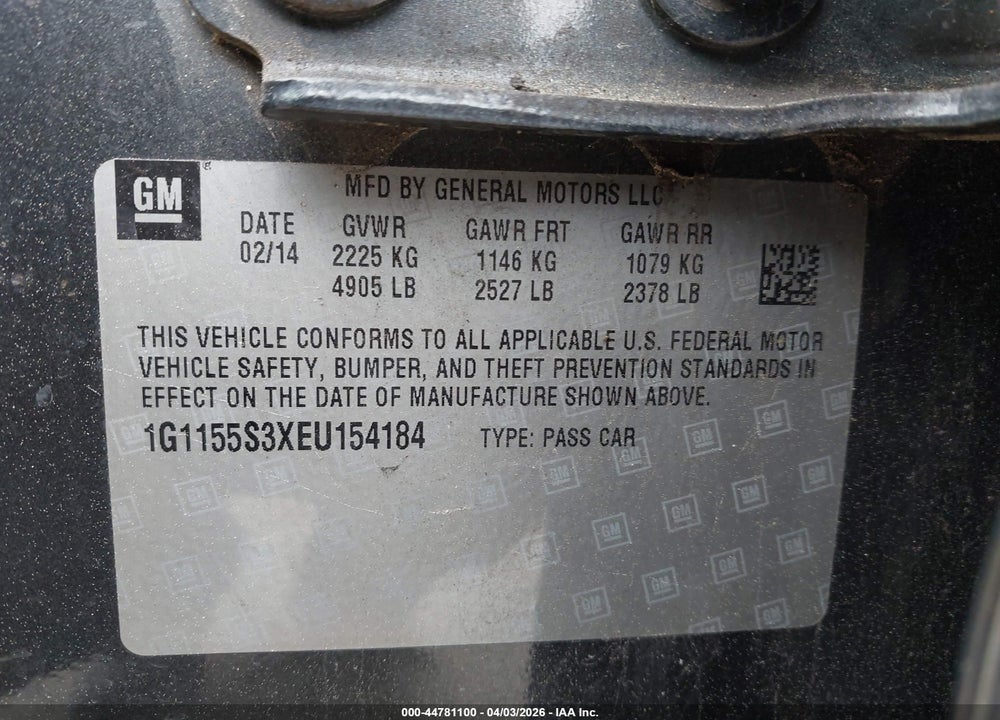 2014 CHEVROLET IMPALA 2LZ VIN: 1G1155S3XEU154184