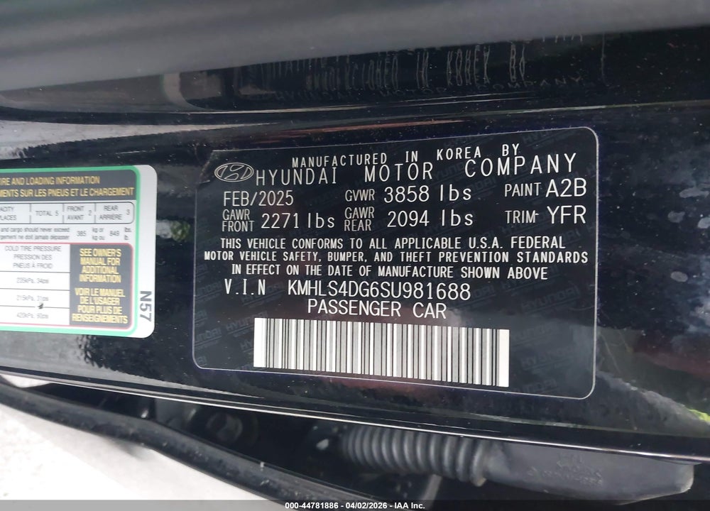 2025 HYUNDAI ELANTRA SEL CONVENIENCE VIN: KMHLS4DG6SU981688