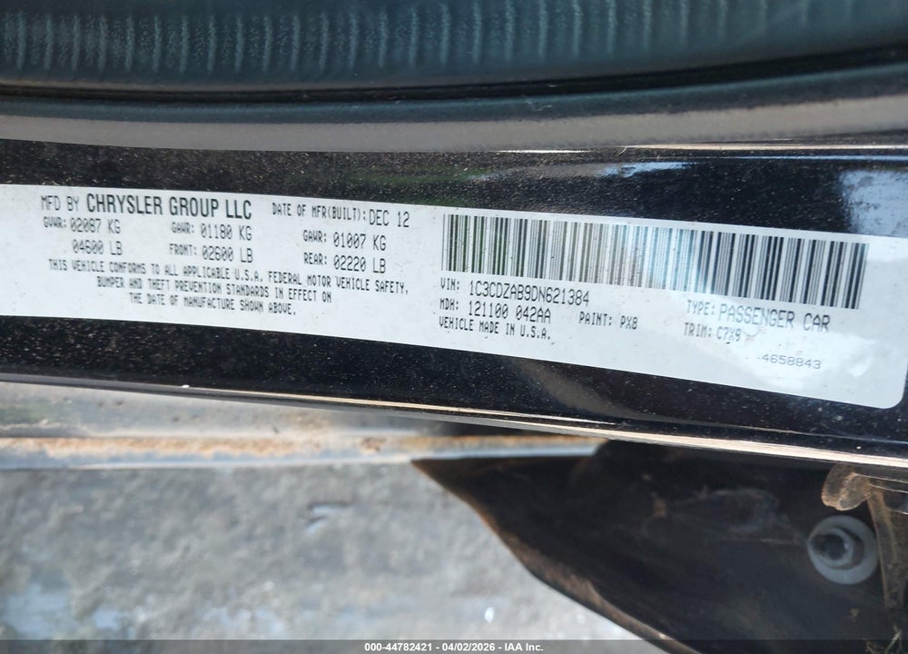 2013 DODGE AVENGER SE VIN: 1C3CDZAB9DN621384