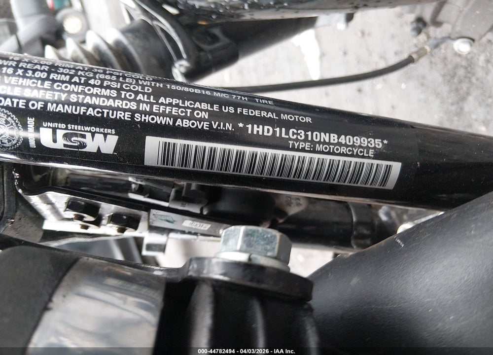 2022 HARLEY-DAVIDSON XL1200 X VIN: 1HD1LC310NB409935
