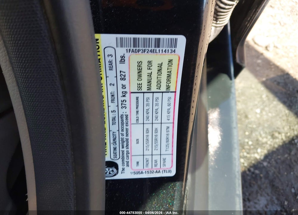 2014 FORD FOCUS SE VIN: 1FADP3F24EL114134