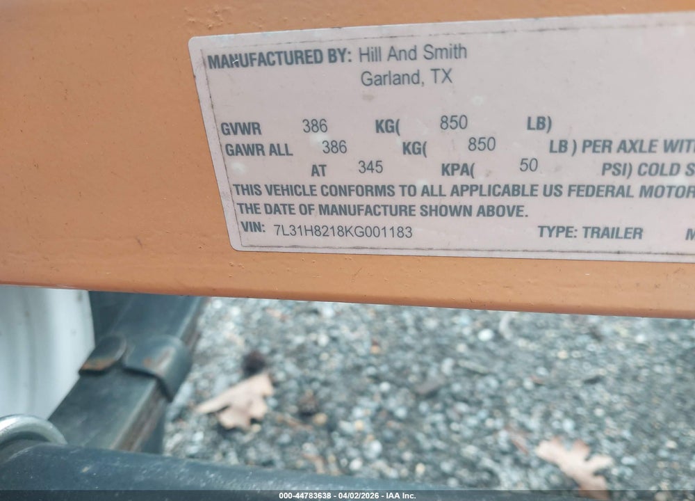 2019 SMC4000-17 M428 VIN: 7L31H8218KG001183