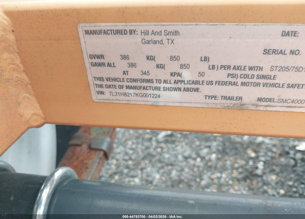 2019 SMC4000-17 M463 VIN: 7L31H8217KG001224