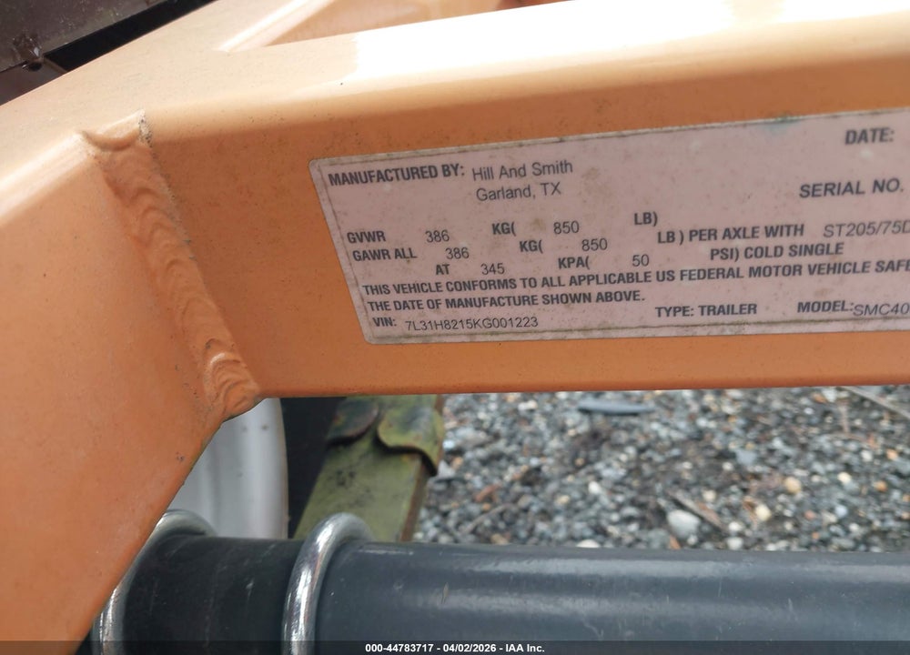 2019 SMC4000-17 M576 VIN: 7L31H8215KG001223