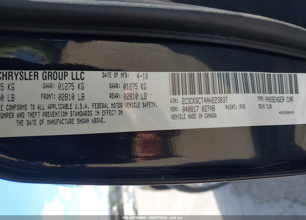 2010 CHRYSLER 300C AWD VIN: 2C3CK6CT4AH223837