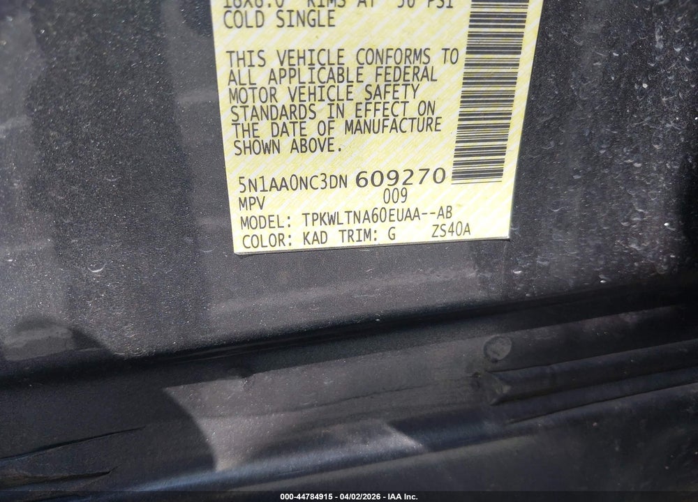 2013 NISSAN ARMADA SV VIN: 5N1AA0NC3DN609270