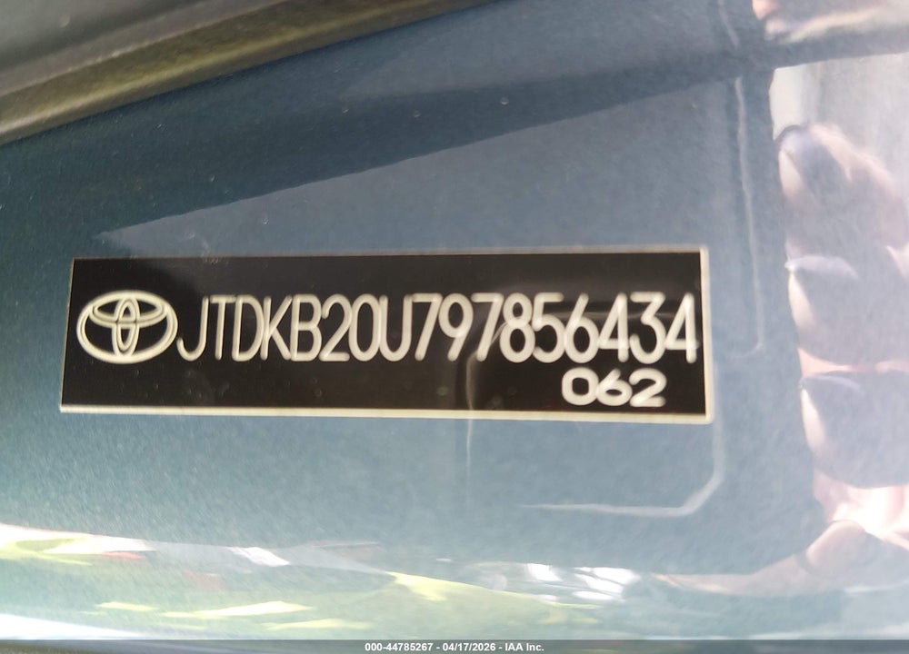 2009 TOYOTA PRIUS VIN: JTDKB20U797856434