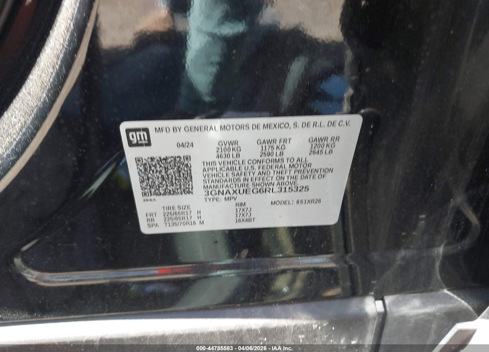 2024 CHEVROLET EQUINOX AWD LT VIN: 3GNAXUEG6RL315325