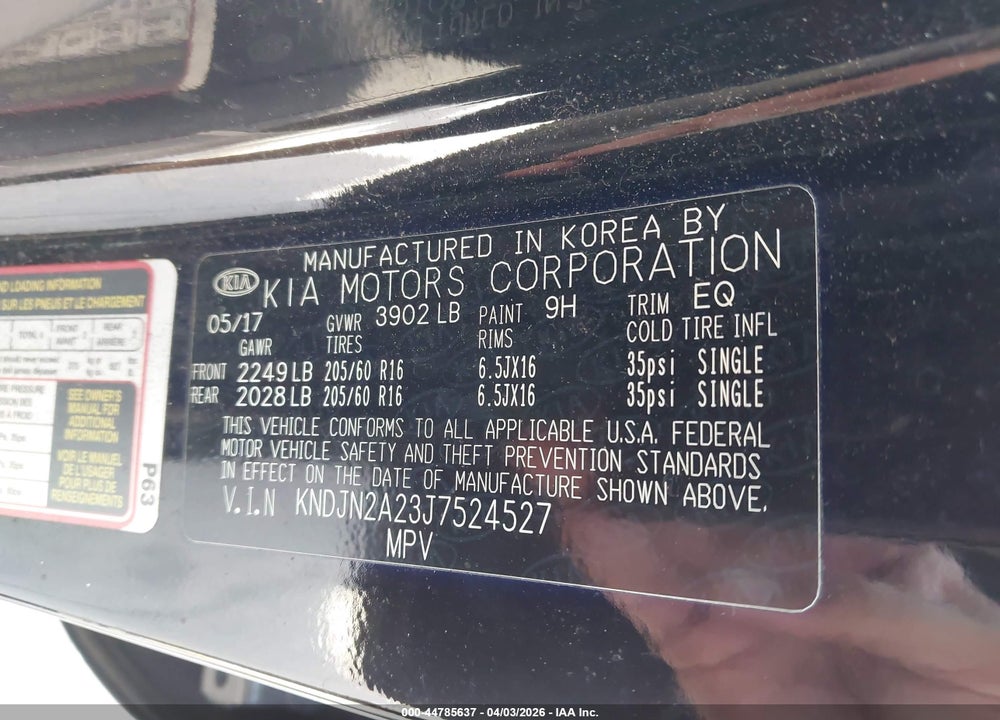 2018 KIA SOUL VIN: KNDJN2A23J7524527