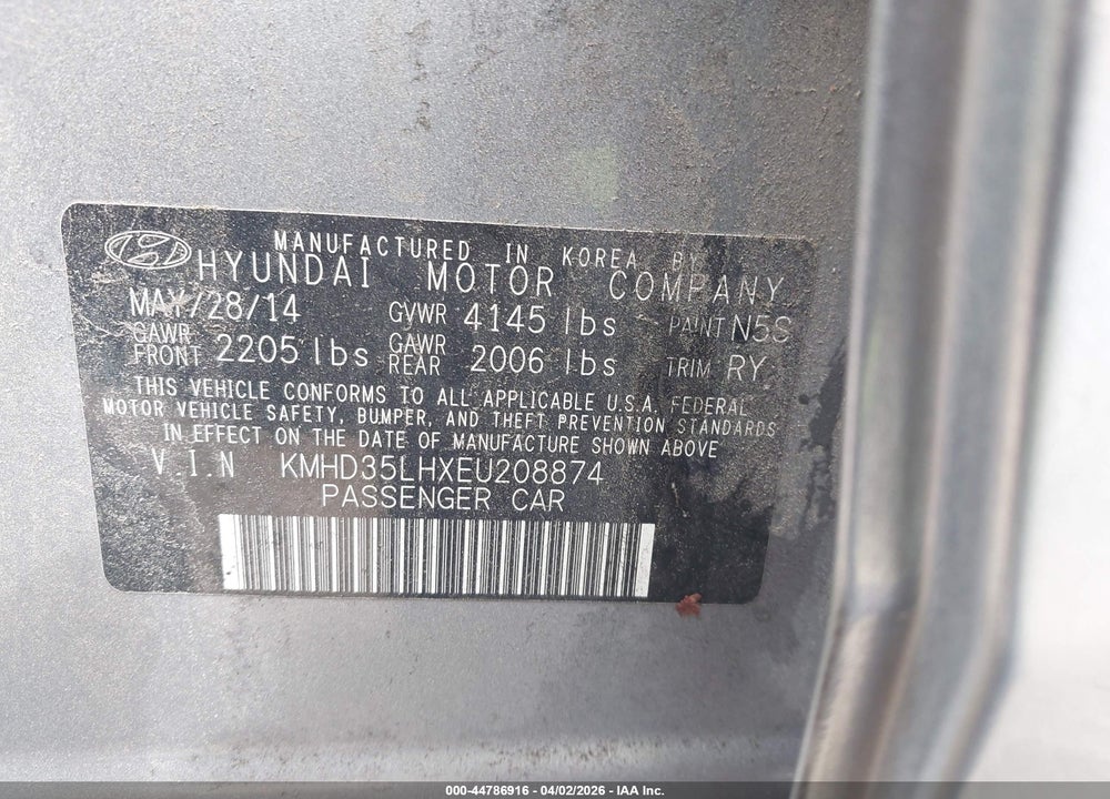 2014 HYUNDAI ELANTRA GT VIN: KMHD35LHXEU208874