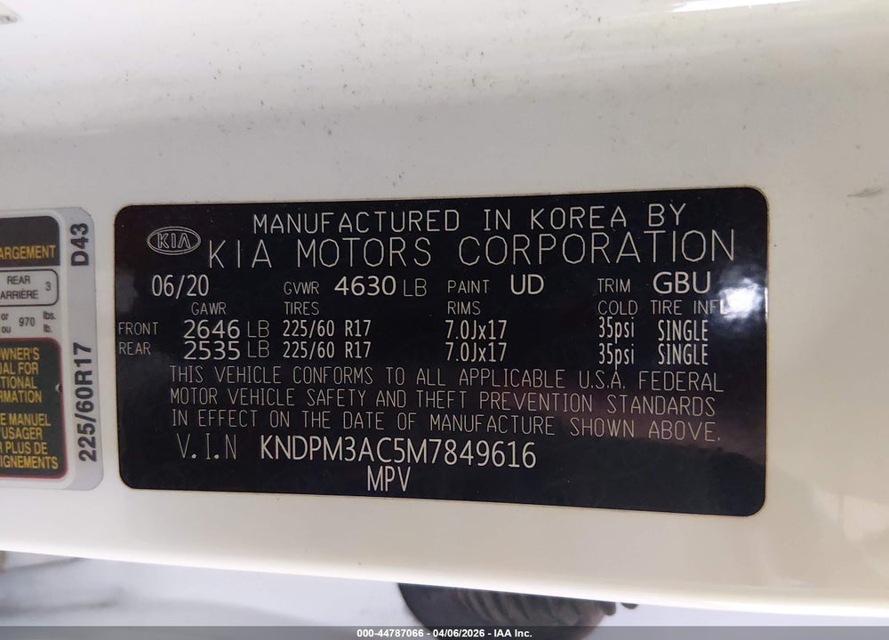 2021 KIA SPORTAGE LX VIN: KNDPM3AC5M7849616