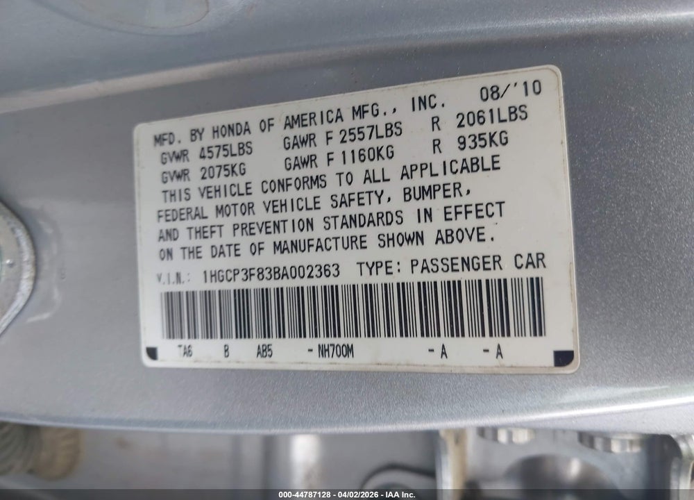 2011 HONDA ACCORD 3.5 EX-L VIN: 1HGCP3F83BA002363