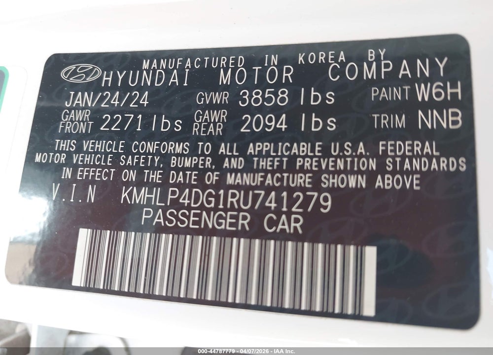 2024 HYUNDAI ELANTRA LIMITED VIN: KMHLP4DG1RU741279