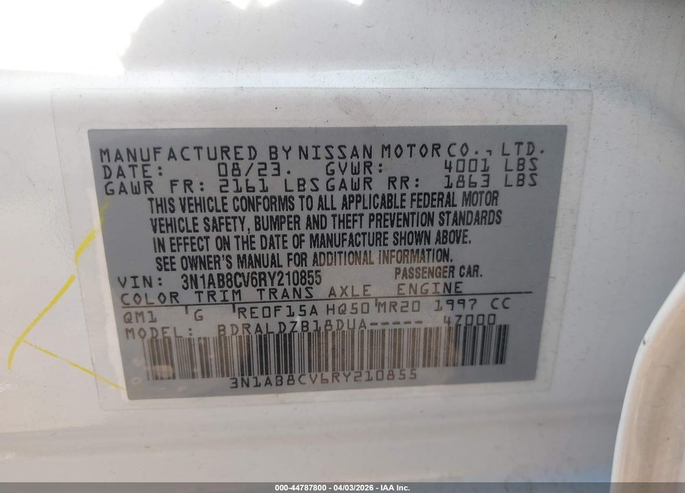 2024 NISSAN SENTRA SV XTRONIC CVT VIN: 3N1AB8CV6RY210855