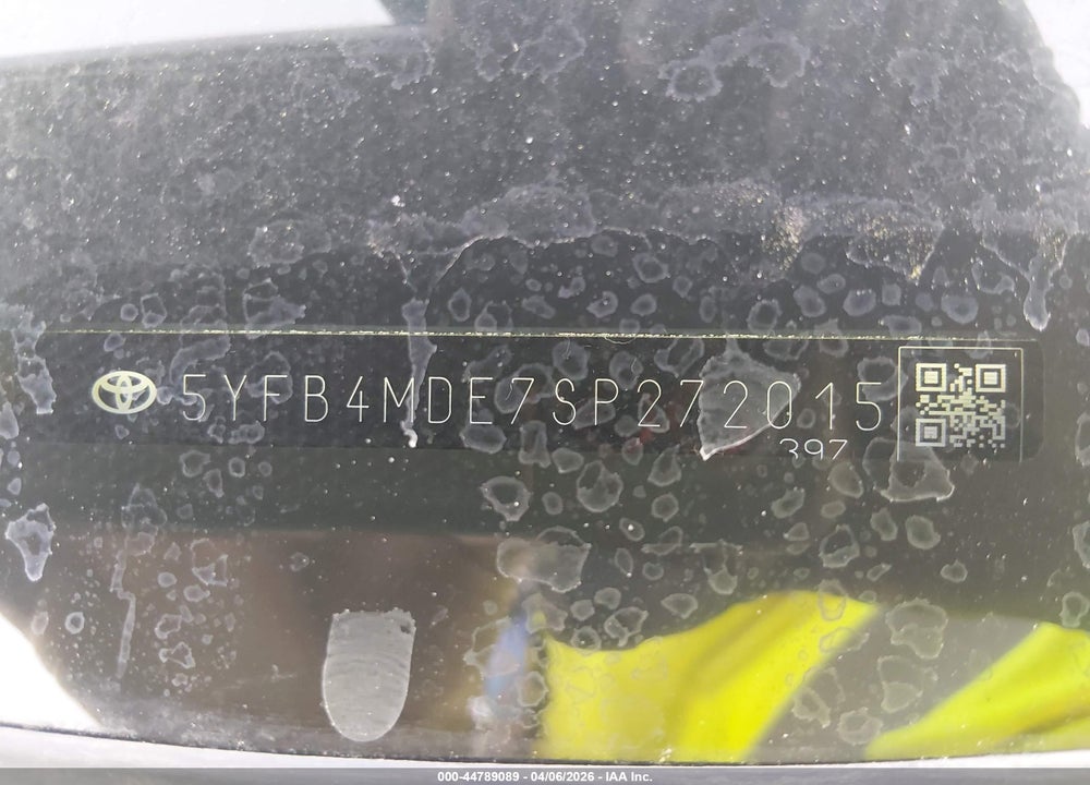2025 TOYOTA COROLLA LE VIN: 5YFB4MDE7SP272015