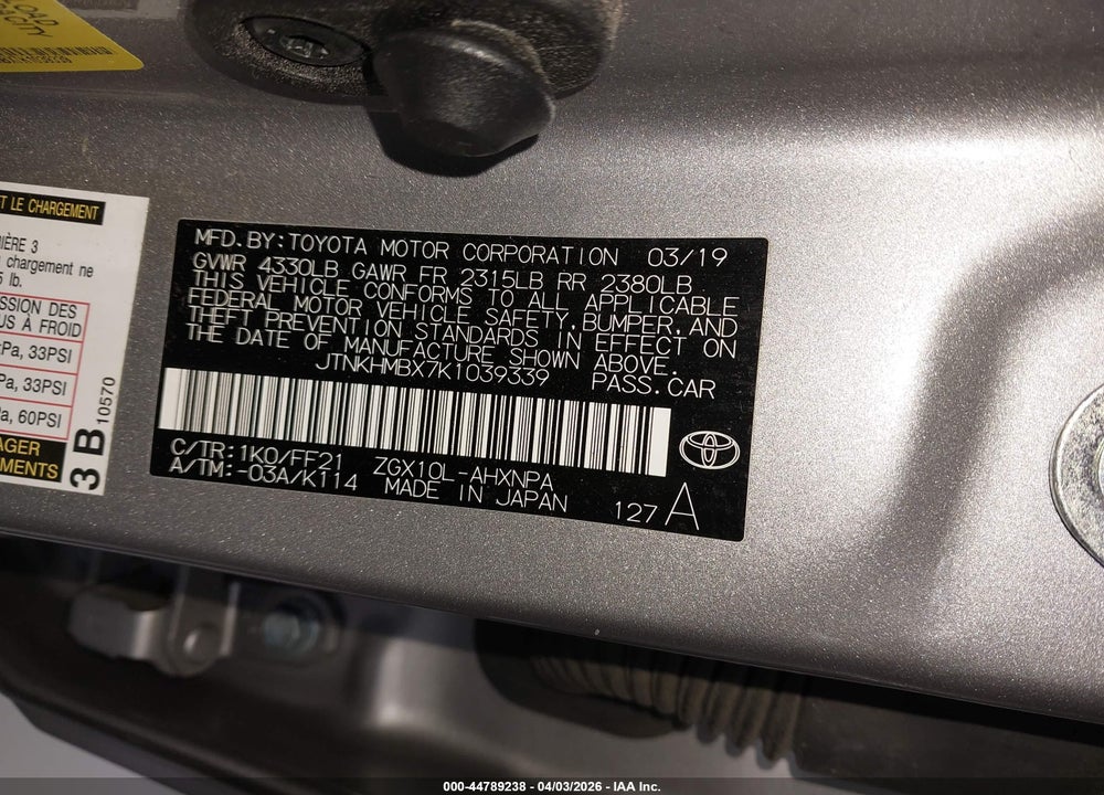 2019 TOYOTA C-HR XLE VIN: JTNKHMBX7K1039339