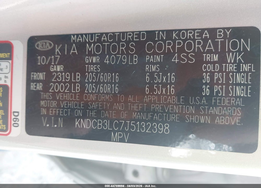 2018 KIA NIRO FE VIN: KNDCB3LC7J5132398