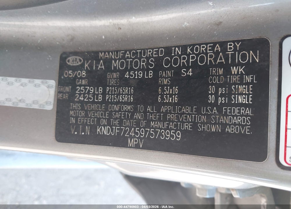 2009 KIA SPORTAGE LX VIN: KNDJF724597573959