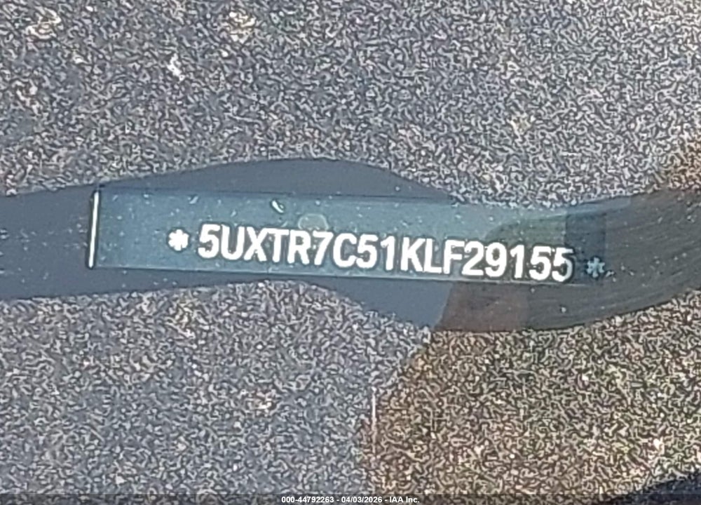 2019 BMW X3 SDRIVE30I VIN: 5UXTR7C51KLF29155