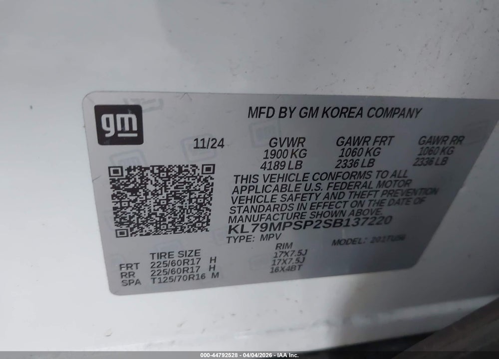 2025 CHEVROLET TRAILBLAZER FWD LT VIN: KL79MPSP2SB137220