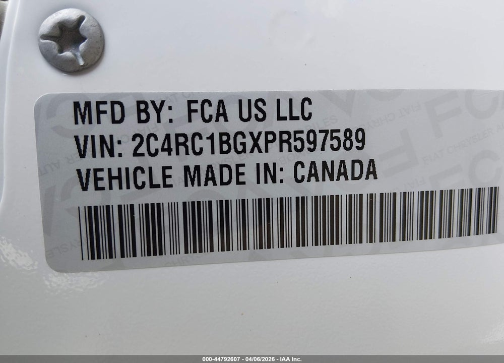 2023 CHRYSLER PACIFICA TOURING L VIN: 2C4RC1BGXPR597589