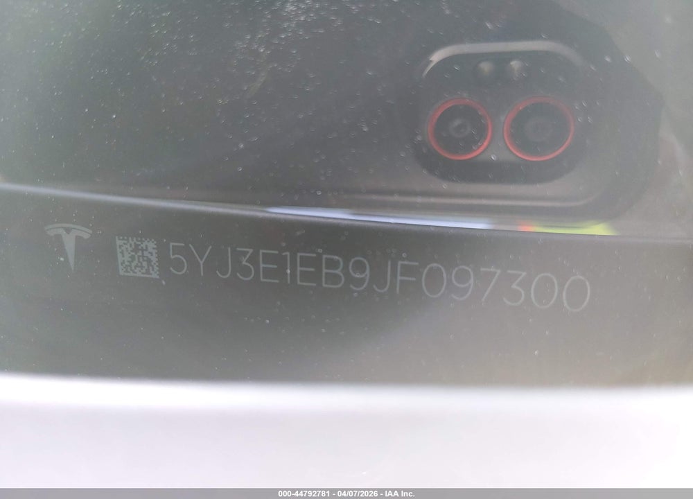 2018 TESLA MODEL 3 LONG RANGE/PERFORMANCE VIN: 5YJ3E1EB9JF097300