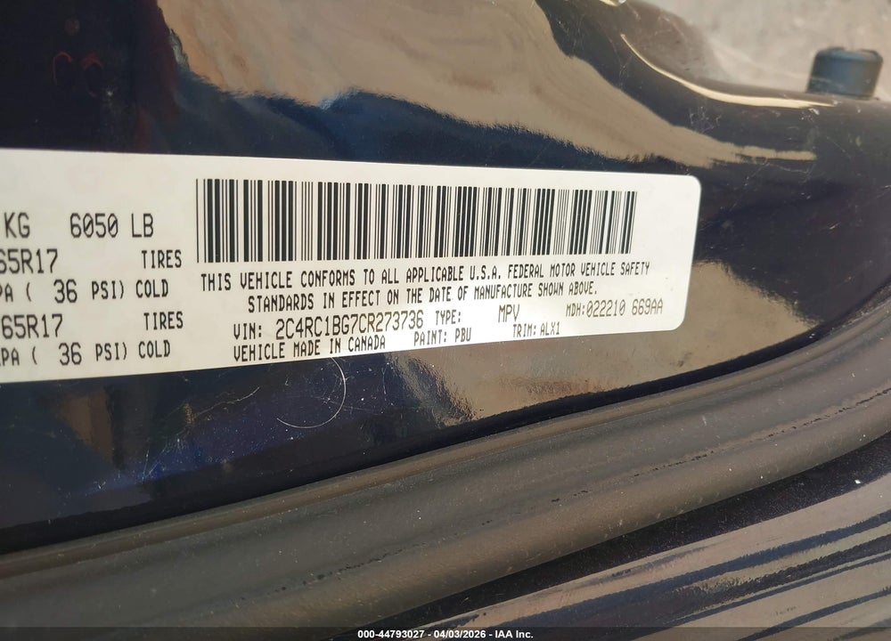 2012 CHRYSLER TOWN & COUNTRY TOURING VIN: 2C4RC1BG7CR273736