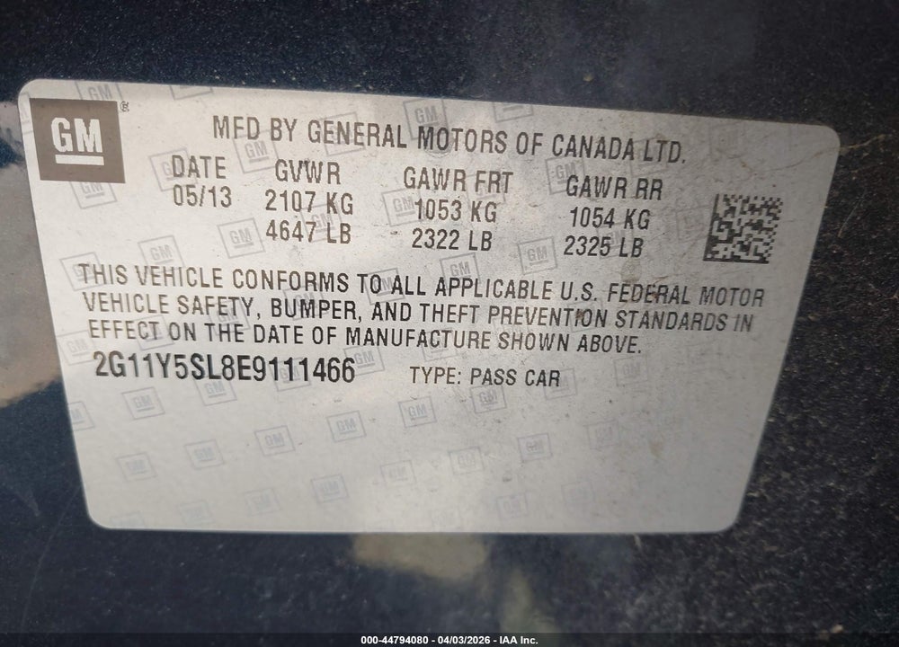 2014 CHEVROLET IMPALA 1LS VIN: 2G11Y5SL8E9111466
