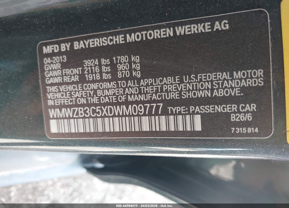 2013 MINI COUNTRYMAN COOPER VIN: WMWZB3C5XDWM09777