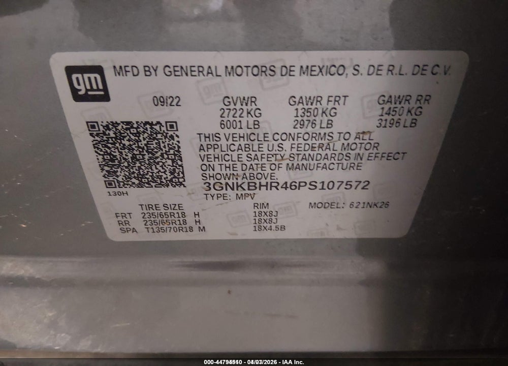 2023 CHEVROLET BLAZER AWD 2LT VIN: 3GNKBHR46PS107572
