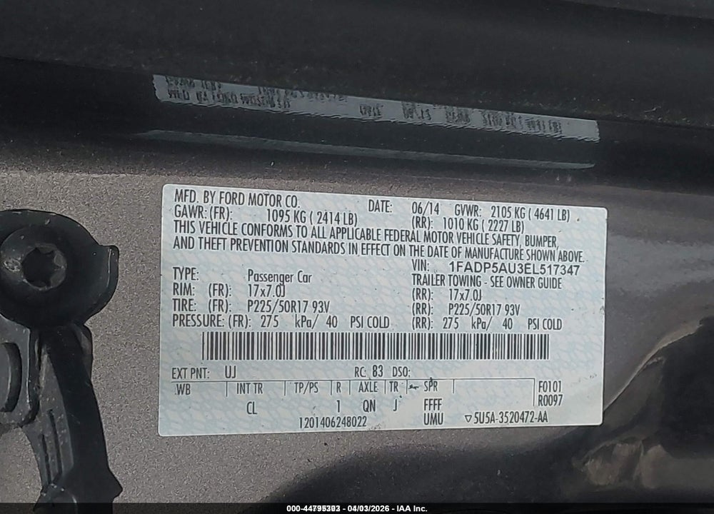2014 FORD C-MAX HYBRID SE VIN: 1FADP5AU3EL517347