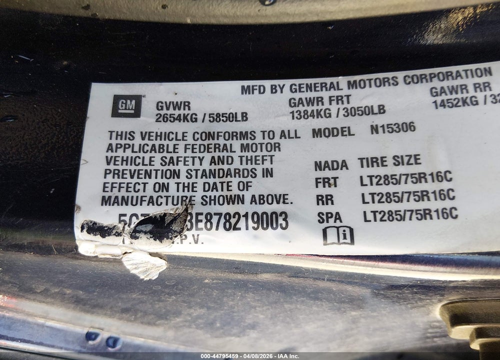 2007 HUMMER H3 SUV VIN: 5GTDN13E878219003