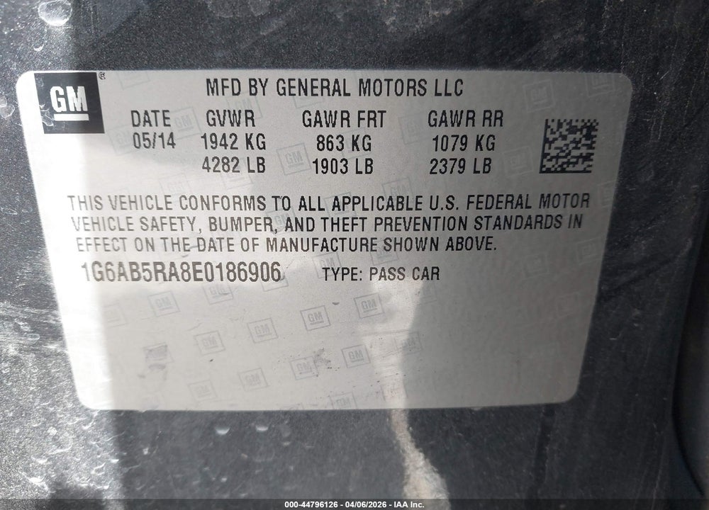 2014 CADILLAC ATS LUXURY VIN: 1G6AB5RA8E0186906