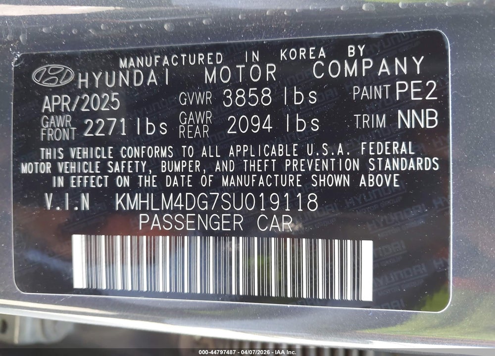 2025 HYUNDAI ELANTRA SEL SPORT VIN: KMHLM4DG7SU019118