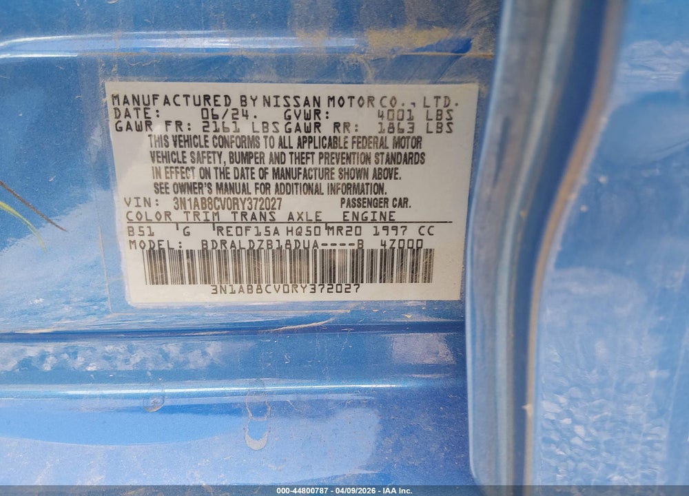 2024 NISSAN SENTRA SV XTRONIC CVT VIN: 3N1AB8CV0RY372027