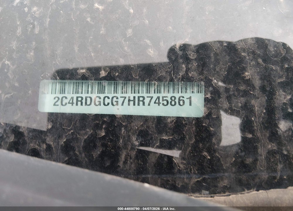 2017 DODGE GRAND CARAVAN SXT VIN: 2C4RDGCG7HR745861