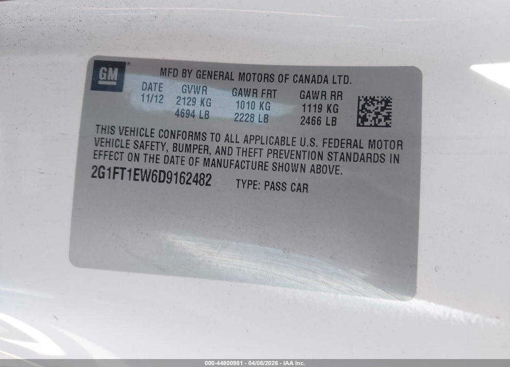 2013 CHEVROLET CAMARO 2SS VIN: 2G1FT1EW6D9162482