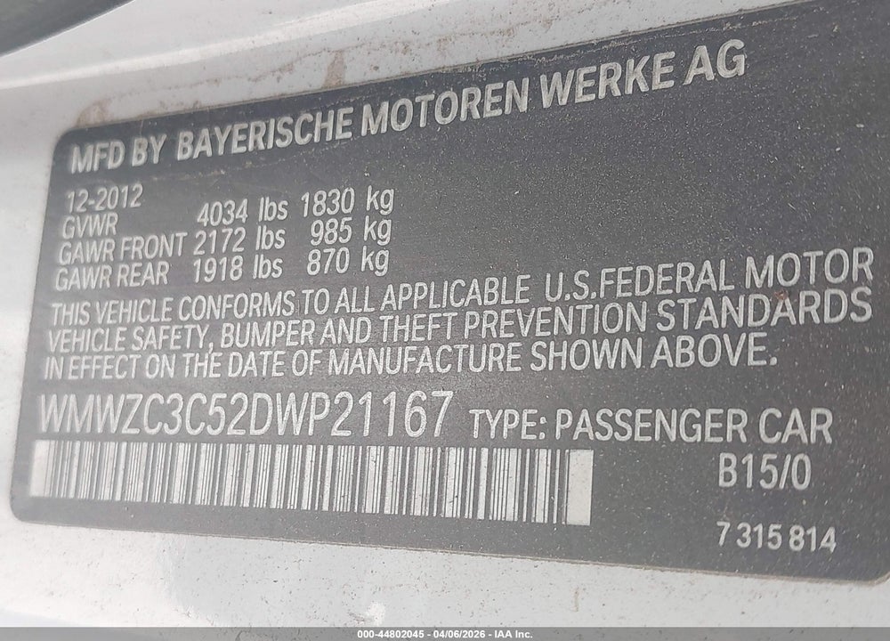 2013 MINI COUNTRYMAN COOPER S VIN: WMWZC3C52DWP21167
