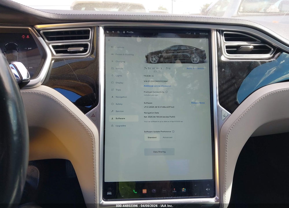 2013 TESLA MODEL S VIN: 5YJSA1DN1DFP23641