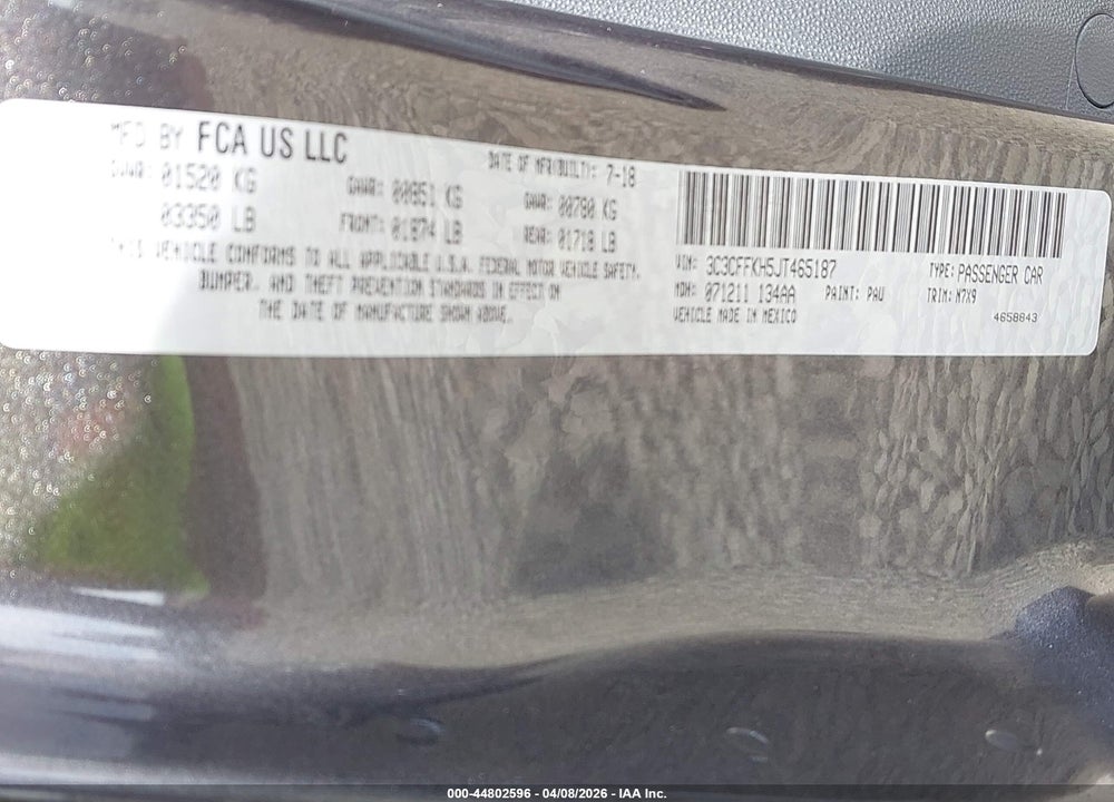 2018 FIAT 500 POP VIN: 3C3CFFKH5JT465187