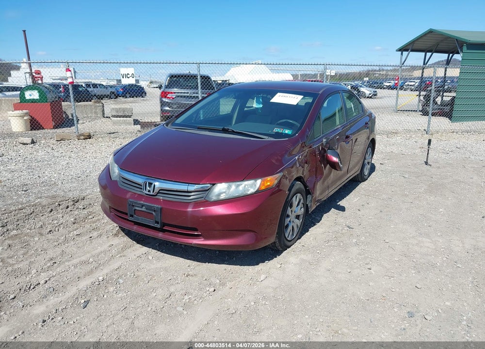 2012 HONDA CIVIC LX VIN: 19XFB2F53CE321545